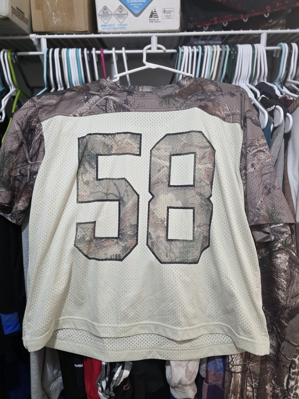 Camo Mesh Football Jersey Crppped with Number 58